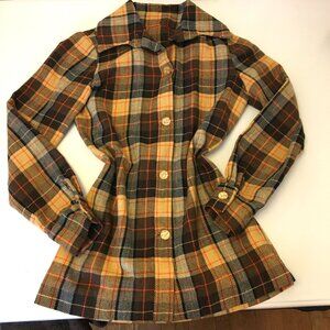Vintage 50s Plaid Shirt Shacket Long Line Top Boho Gorpcore Eclectic Grandpa (T1